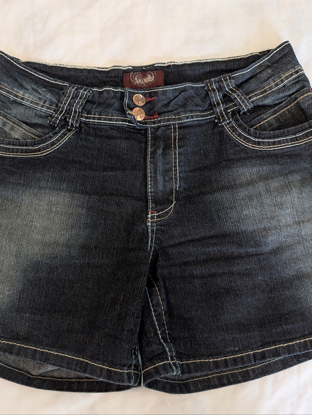 Women's Denim Shorts Size 10- Angels Brand - Y2K - Faded - Button fly